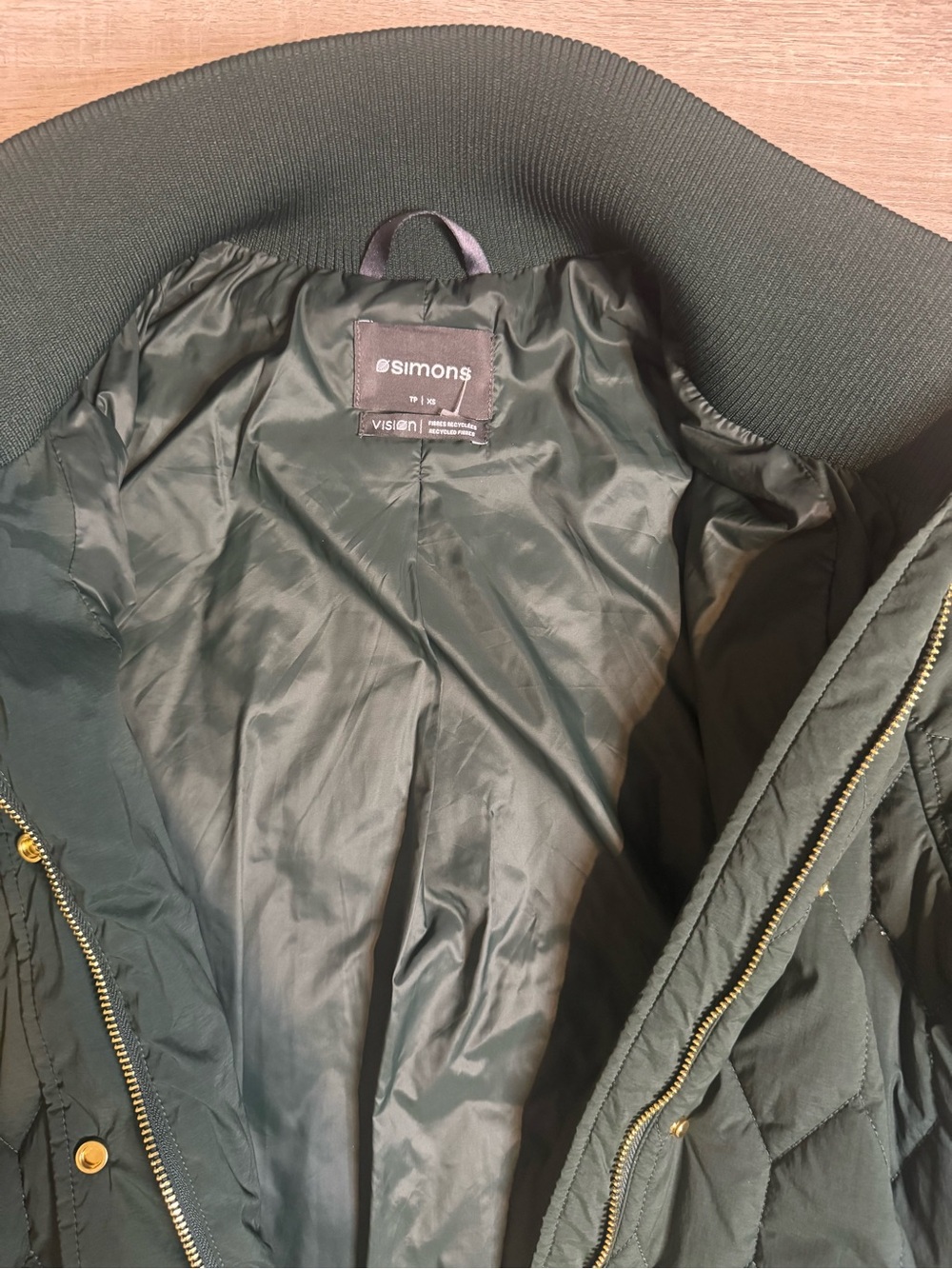 Simons Women’s Green Quilted Long Coat Jacket XS - Picture 5 of 10